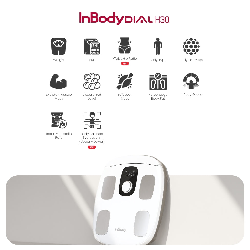 Official Distributor - InBody Dial H30 Smart Body Composition Scale, Digital Weight, Body Fat, BMI