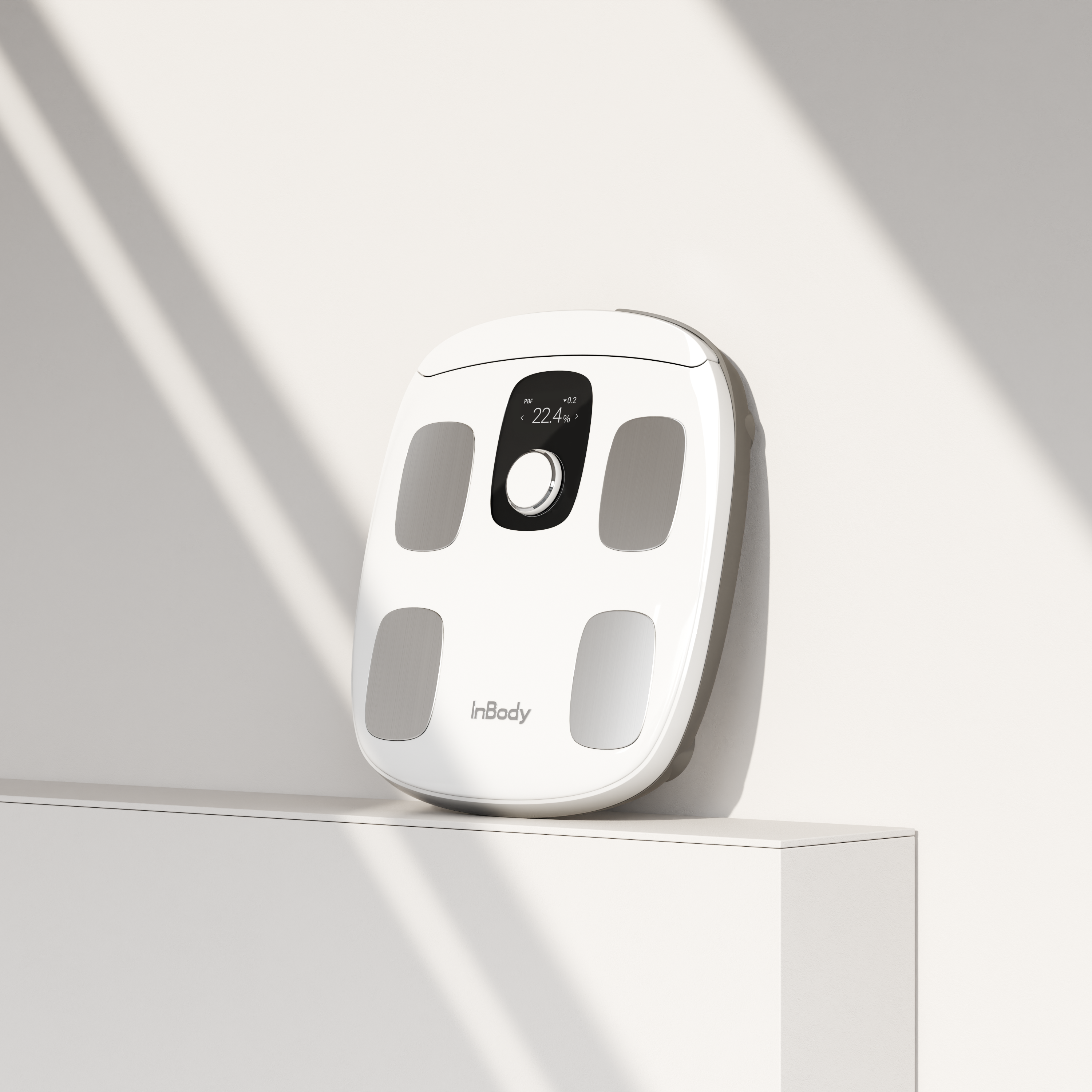 InBodyDial H30 a body composition scale on a light gray surface with a soft shadow