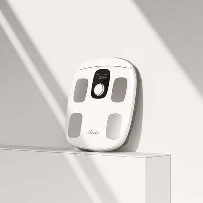 InBodyDial H30 a body composition scale on a light gray surface with a soft shadow